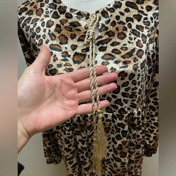 Dress abaya maxi leopard print velour dolman sleeve 2X NWOT - Picture 7 of 8